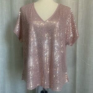 Savanna Jane Sequined Shirt Light Pink Large